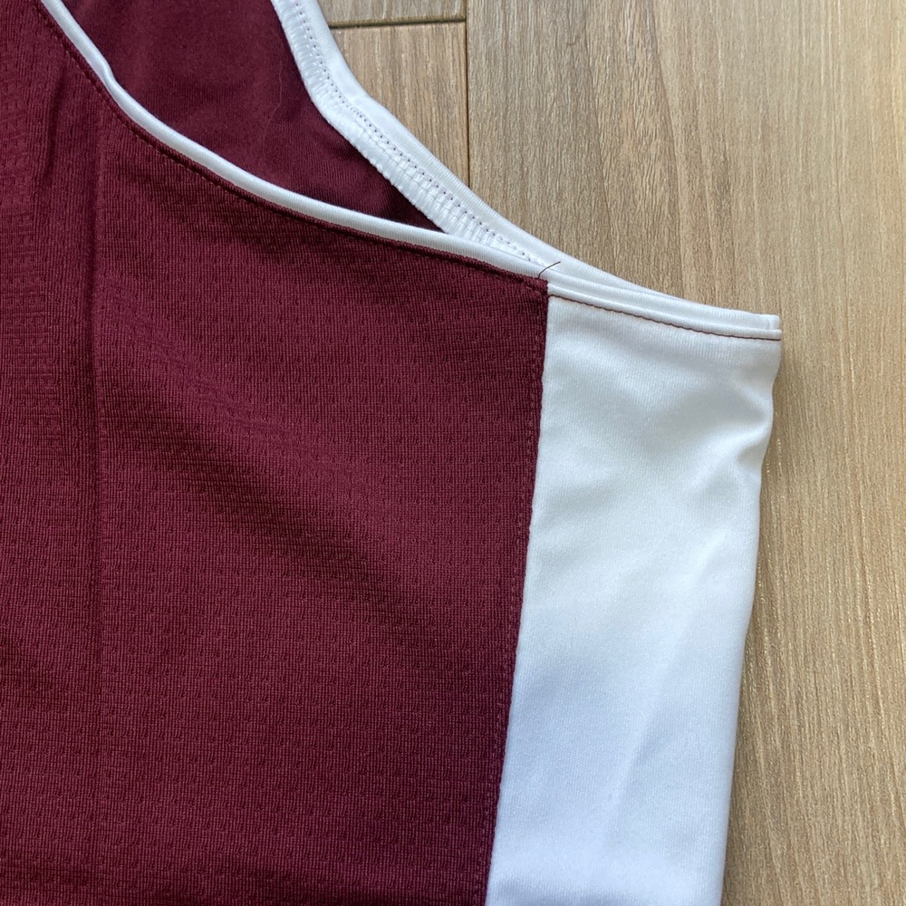 adidas performance tank team jersey top maroon white size L - Picture 10 of 17